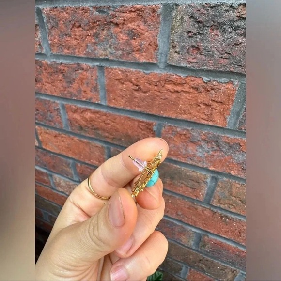 Turquoise Sun 18K Gold Stainless Steel Waterproof Earrings - Picture 7 of 11